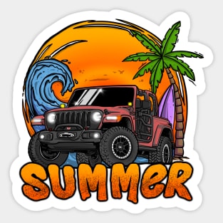 Jeep Wrangler Summer Holiday - Pink Sticker